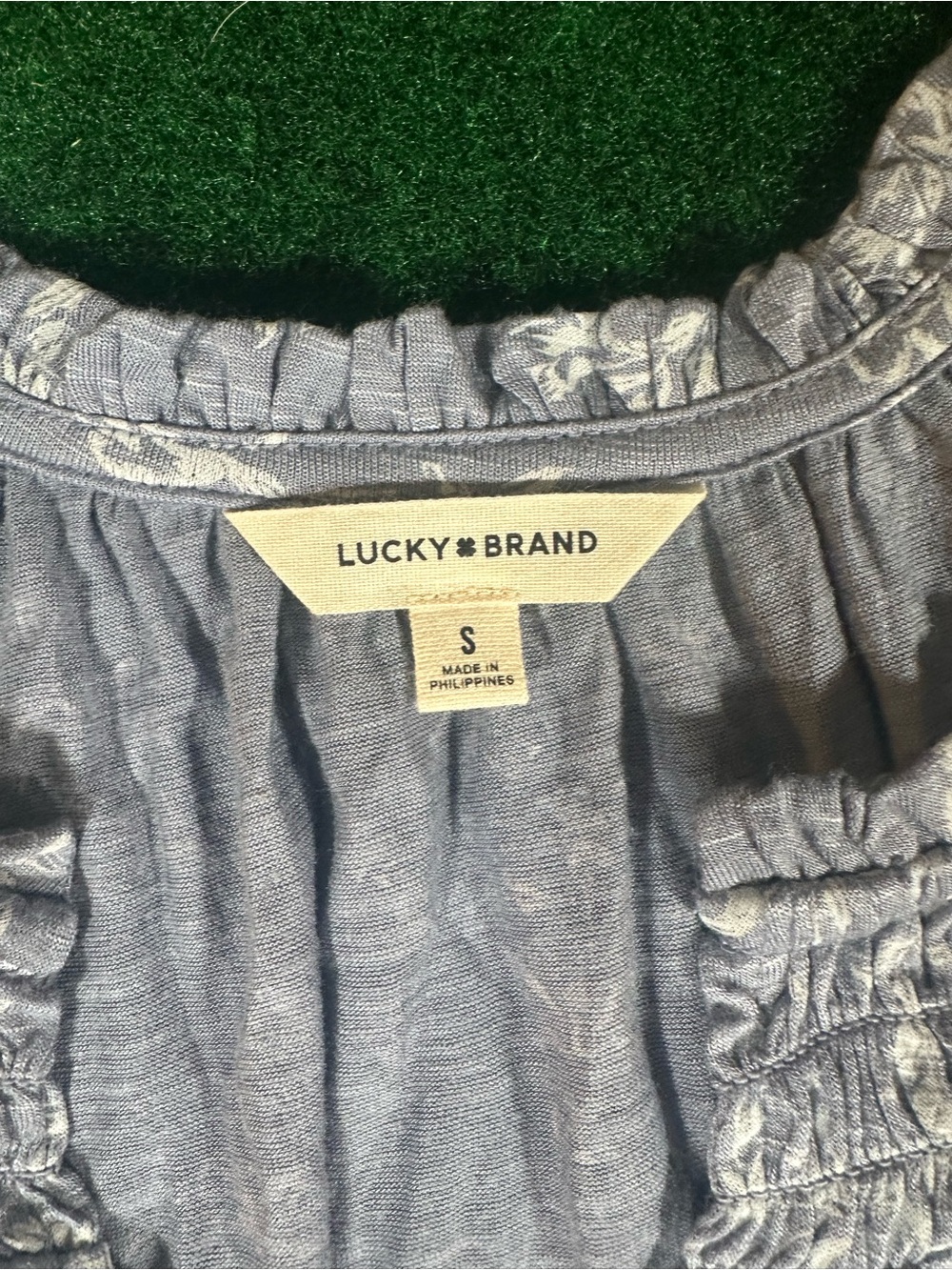 Lucky Brand NWT Light Blue Floral Short Sleeve Top, size small - Picture 2 of 7